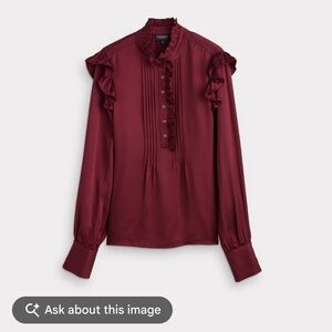 Lucchese Burgundy Ruffle Blouse